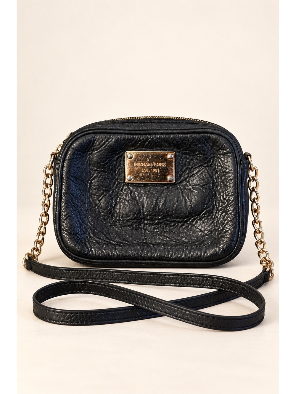 Vintage Michael Kors Black Pebbled Leather Mini Crossbody Bag